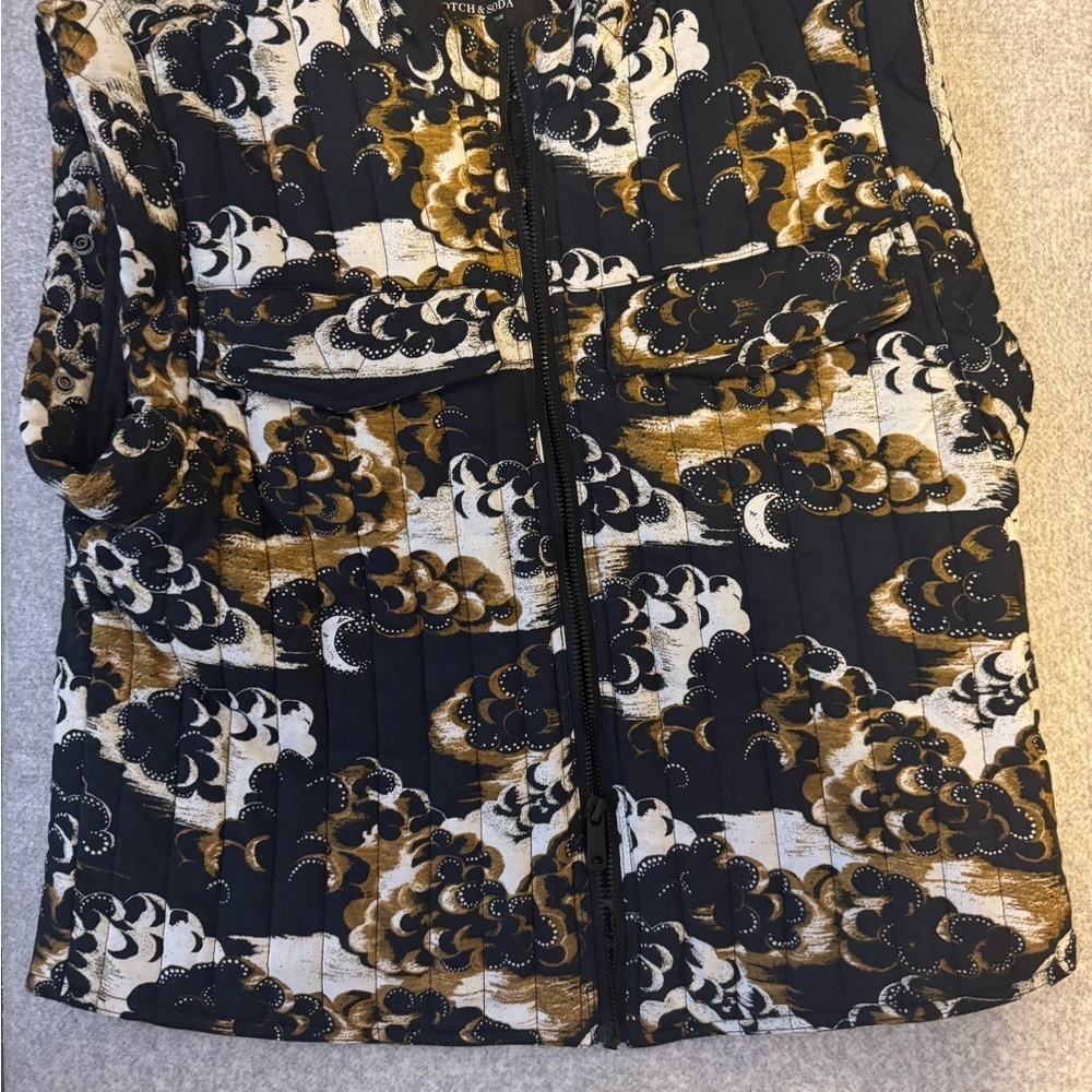 Scotch & Soda Black and Gold Patterned Vest Casual - Picture 1 of 8